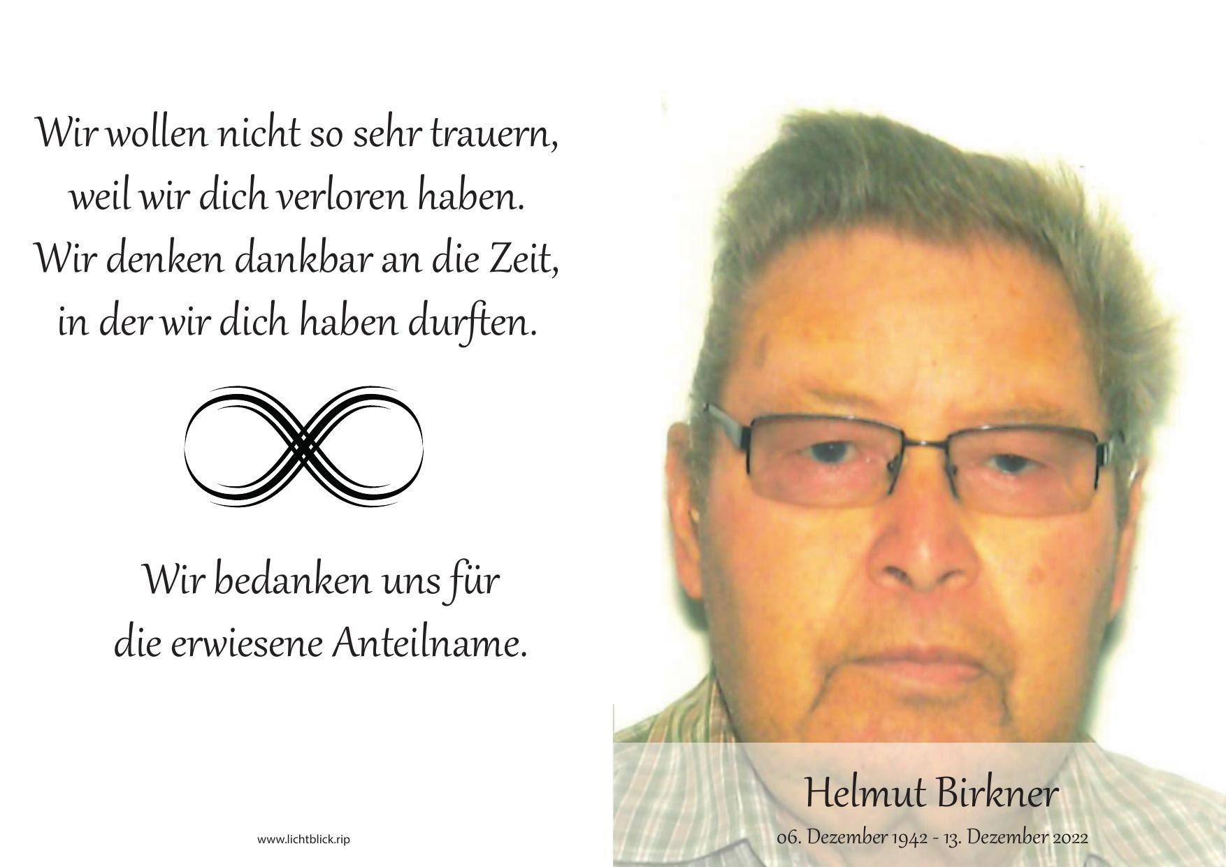 Traueranzeige von Helmut Birkner