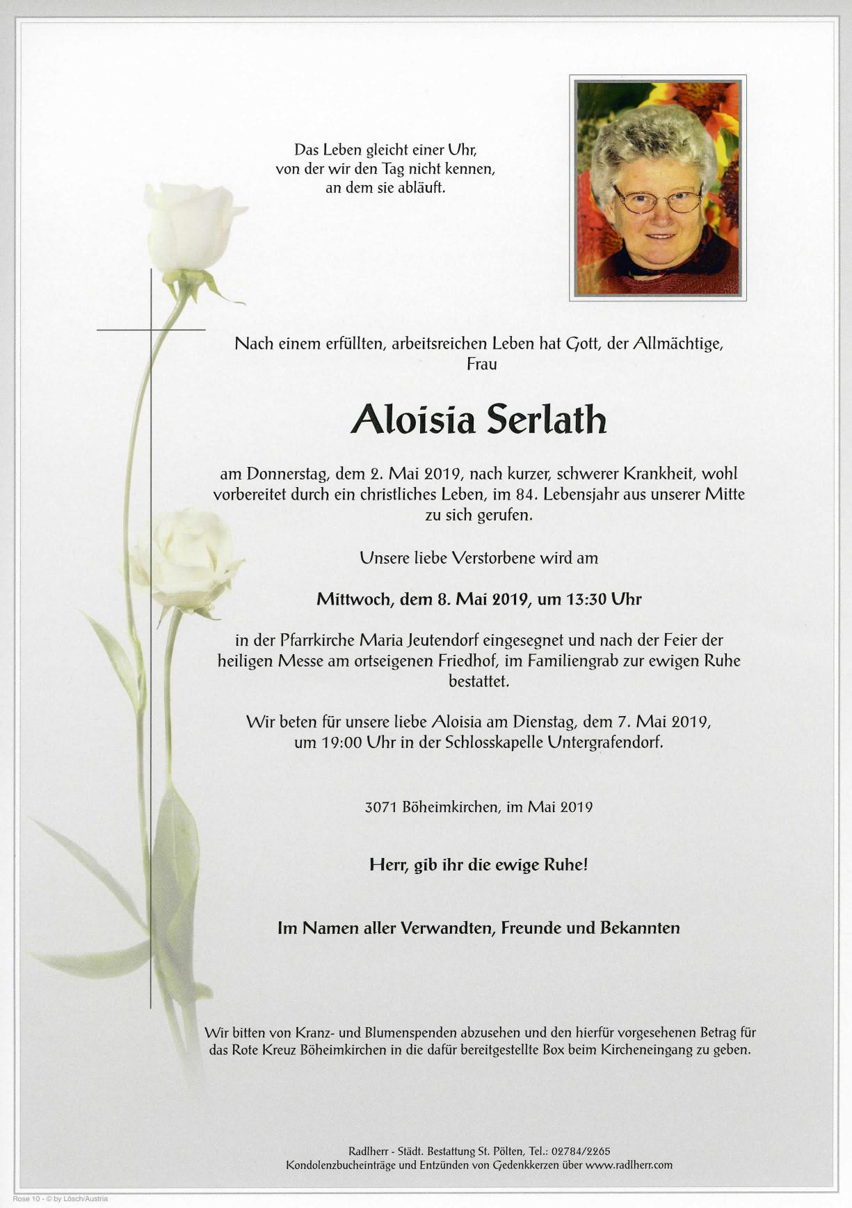 Traueranzeige von Aloisia Serlath