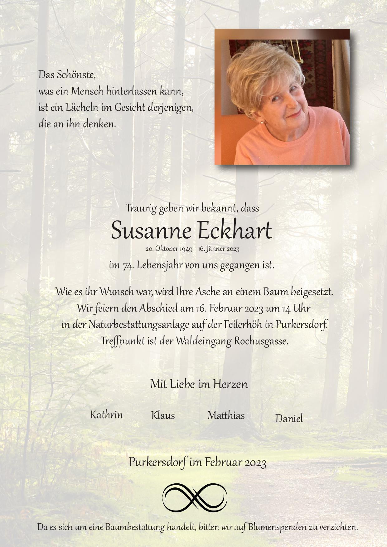 Traueranzeige von Susanne Eckhart