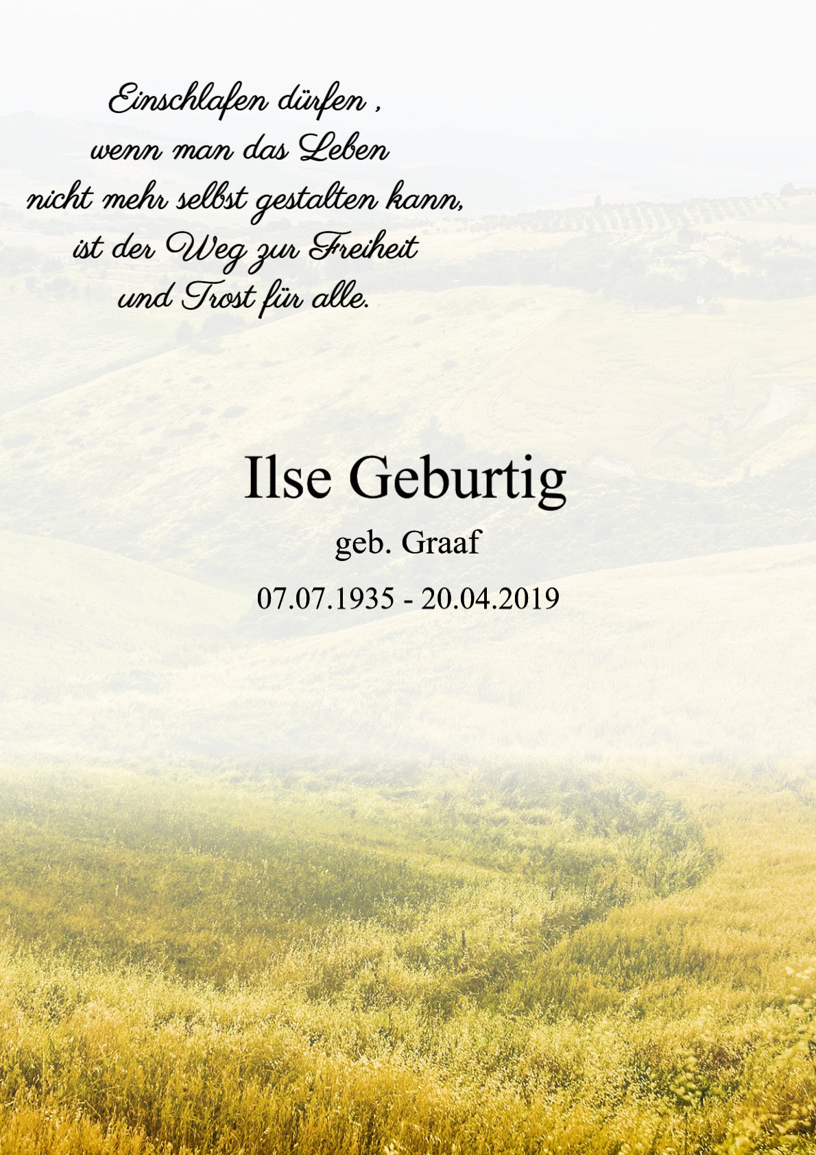 Traueranzeige von Ilse Geburtig