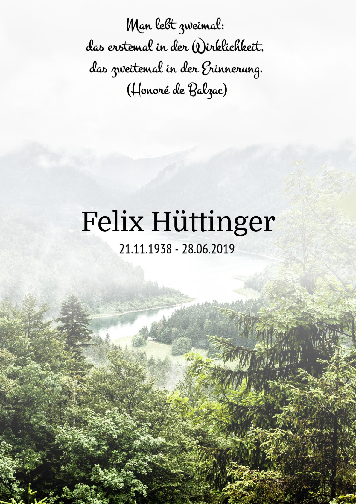 Traueranzeige von Felix Hüttinger