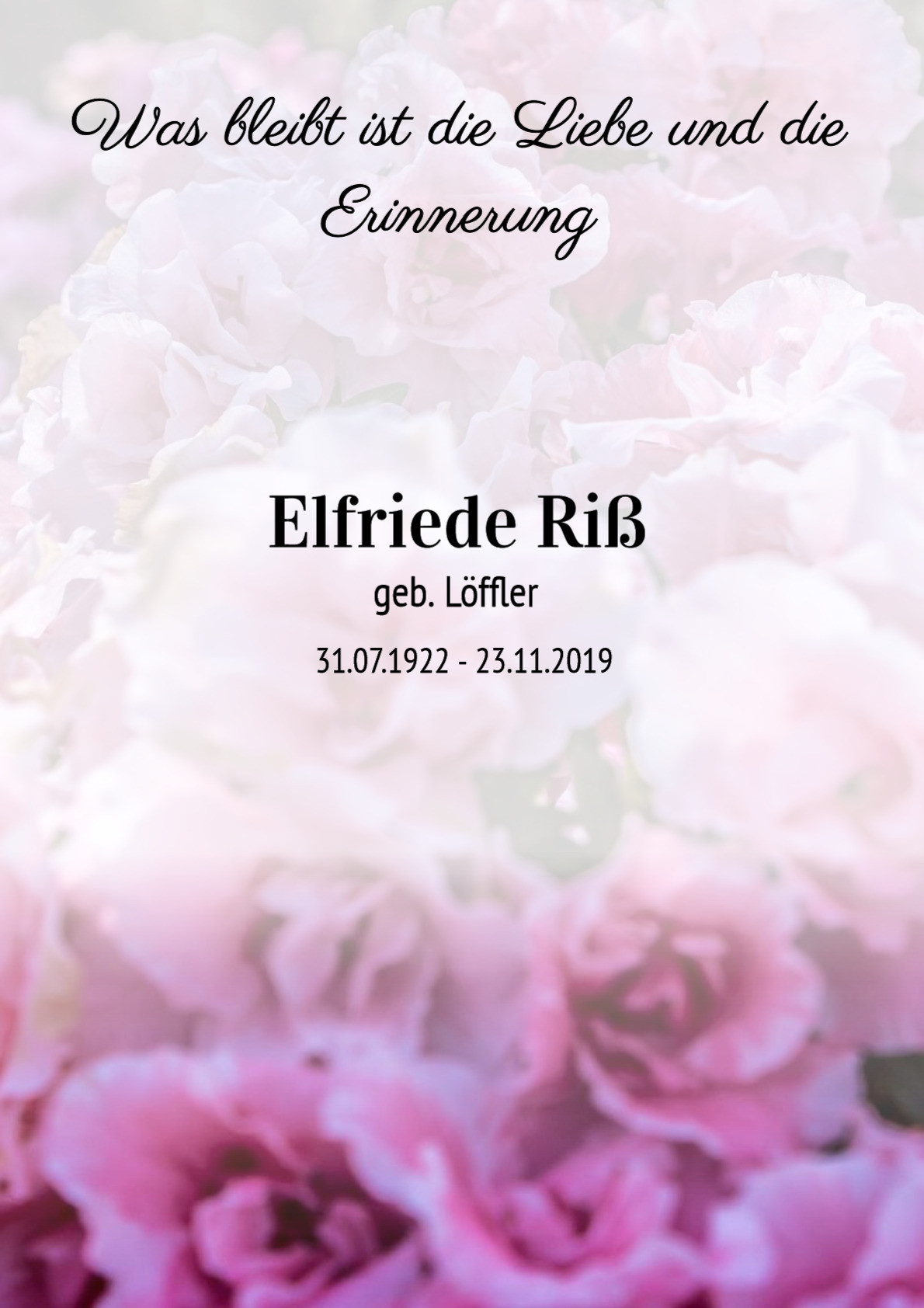 Traueranzeige von Elfriede Riß