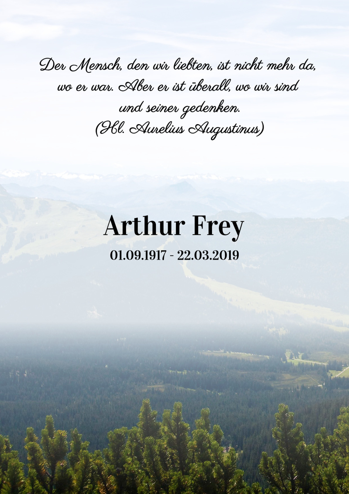Traueranzeige von Arthur Frey