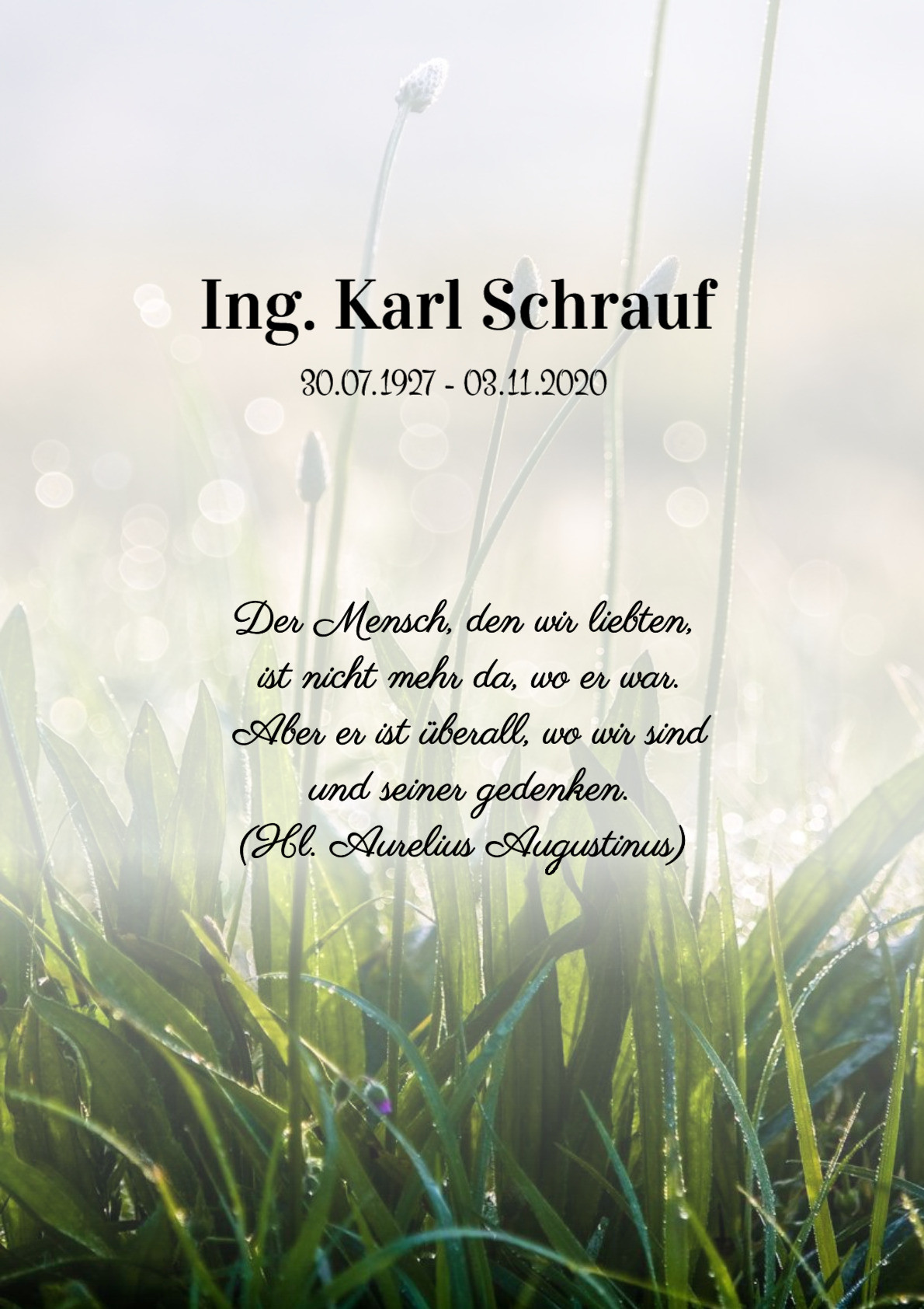 Traueranzeige von Ing. Karl Schrauf