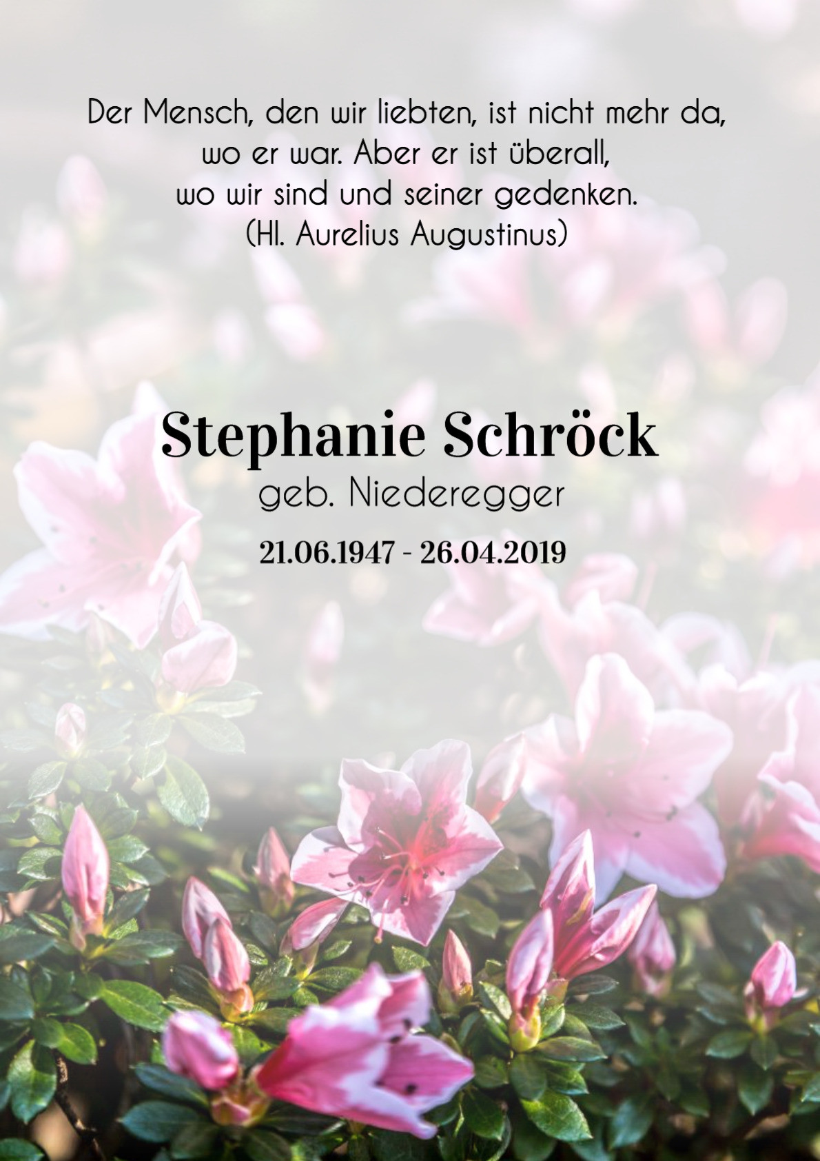 Traueranzeige von Stephanie Schröck