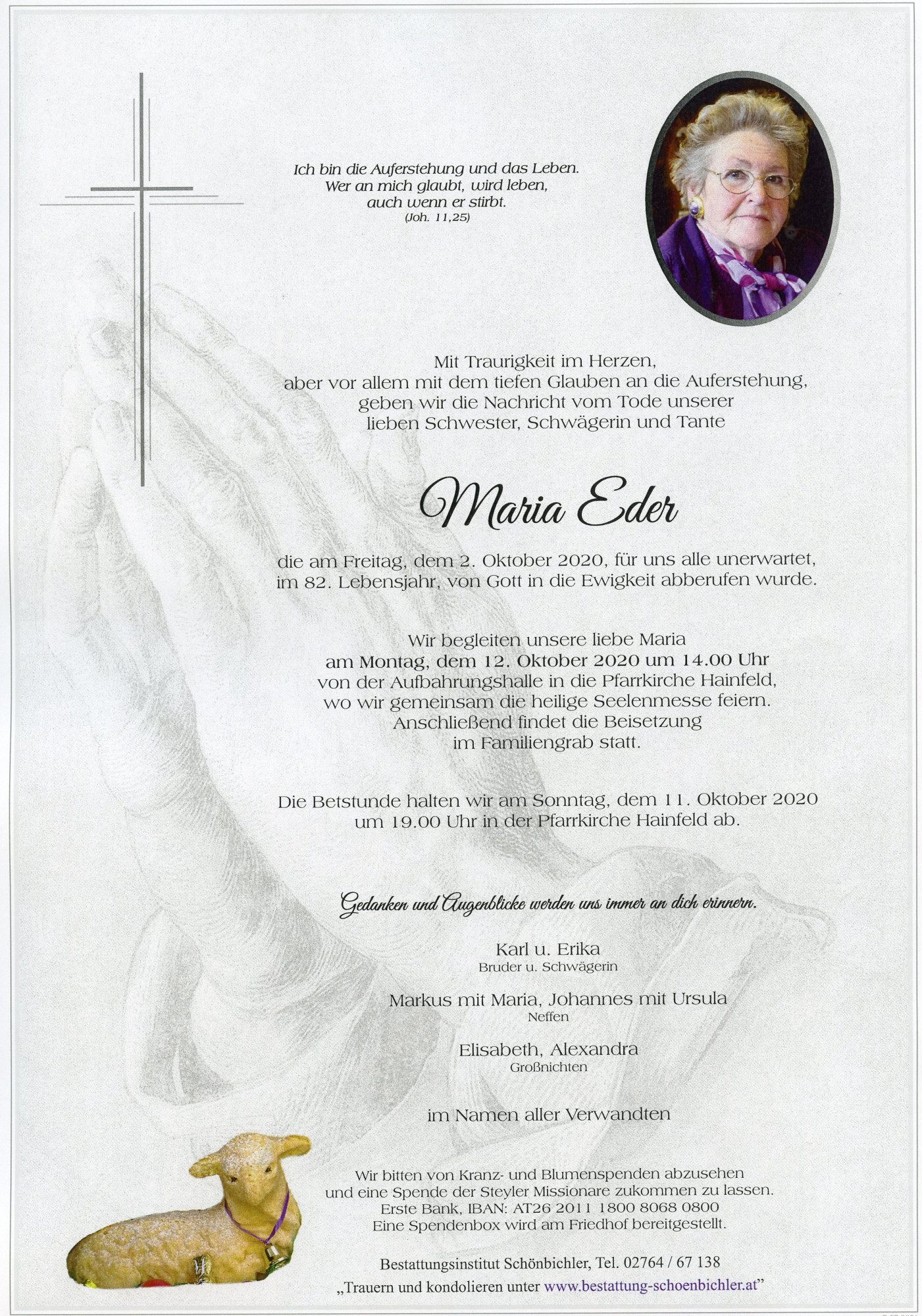 Traueranzeige von Maria Eder