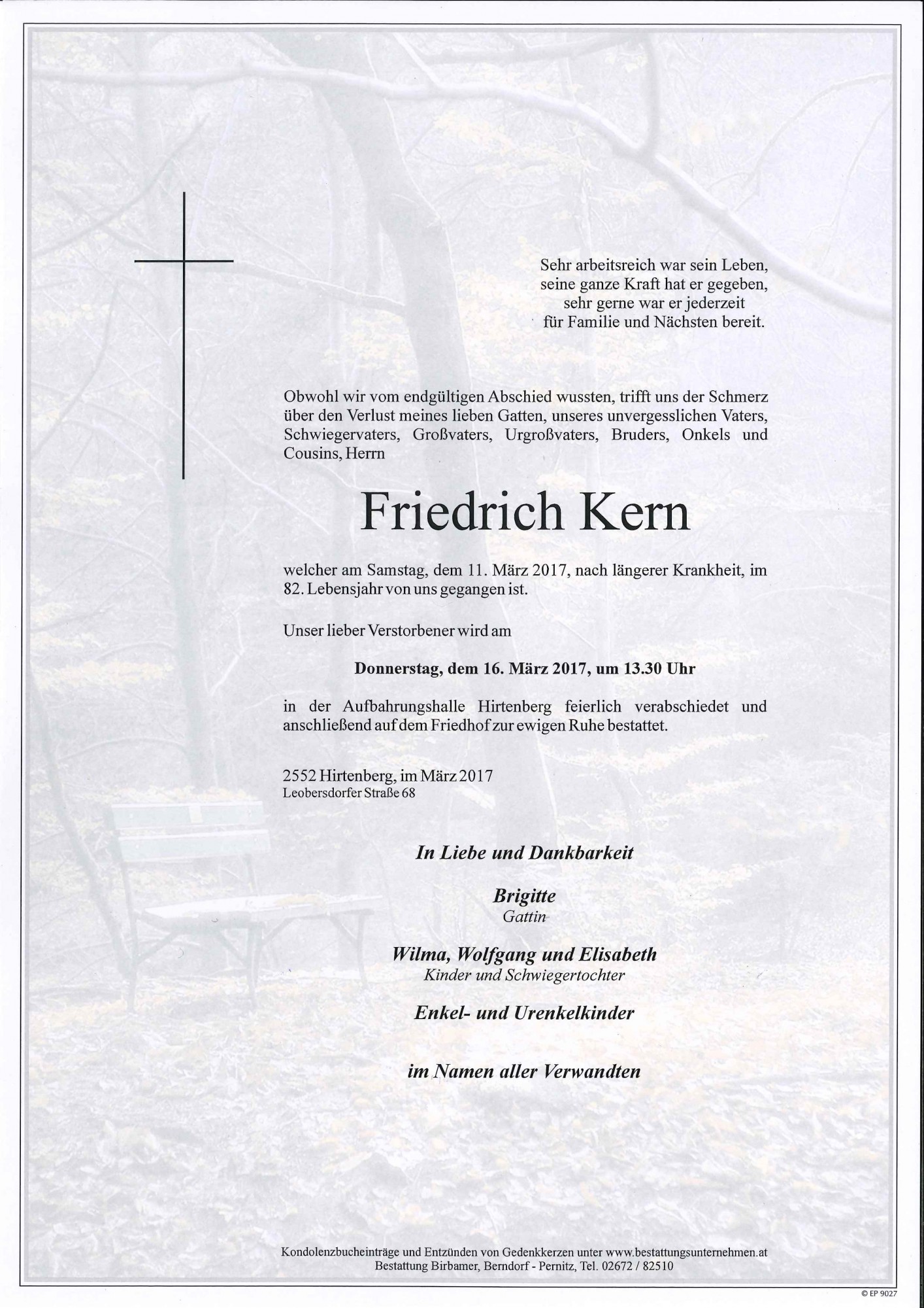 Traueranzeige von Friedrich Kern