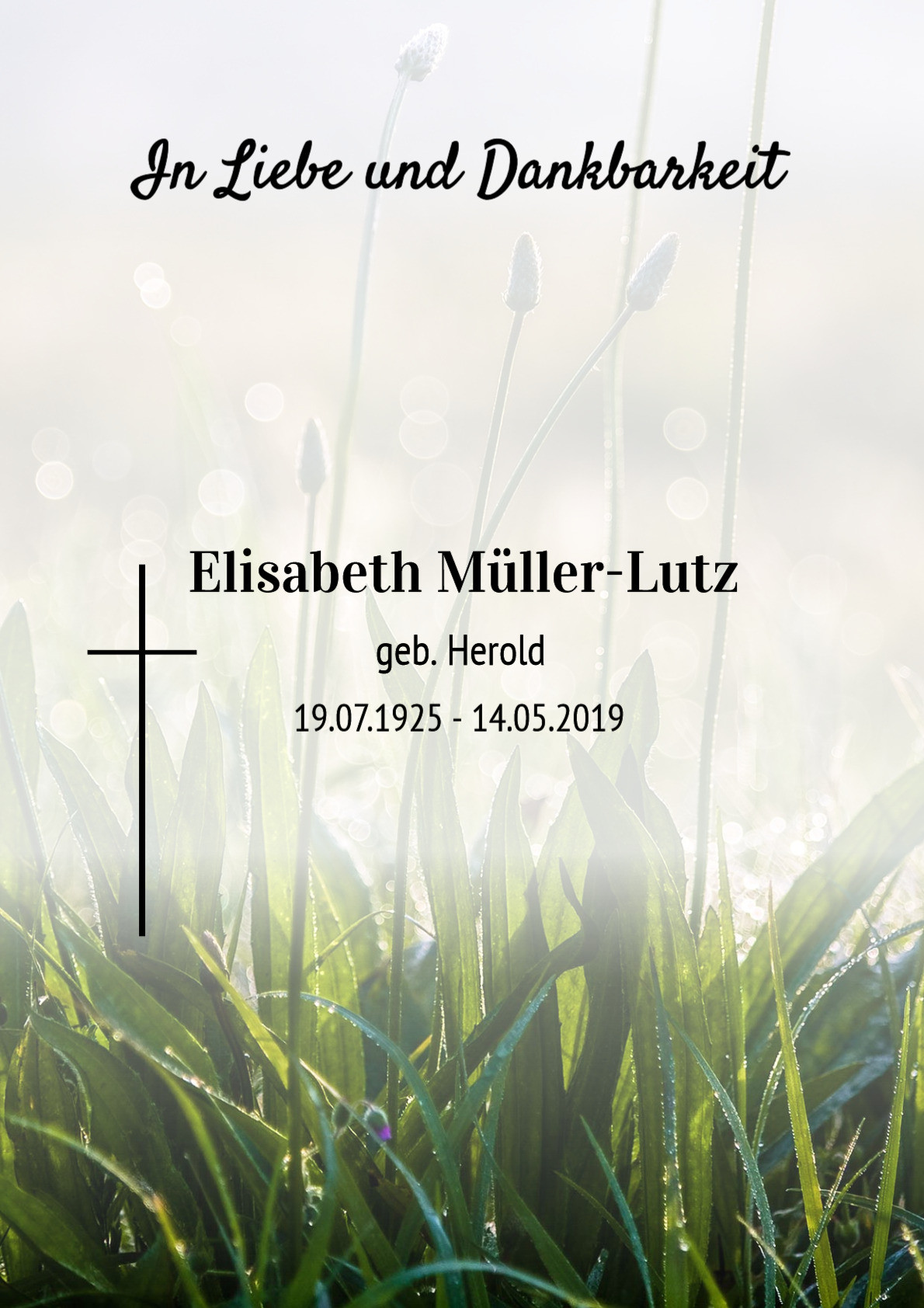 Traueranzeige von Elisabeth Müller-Lutz