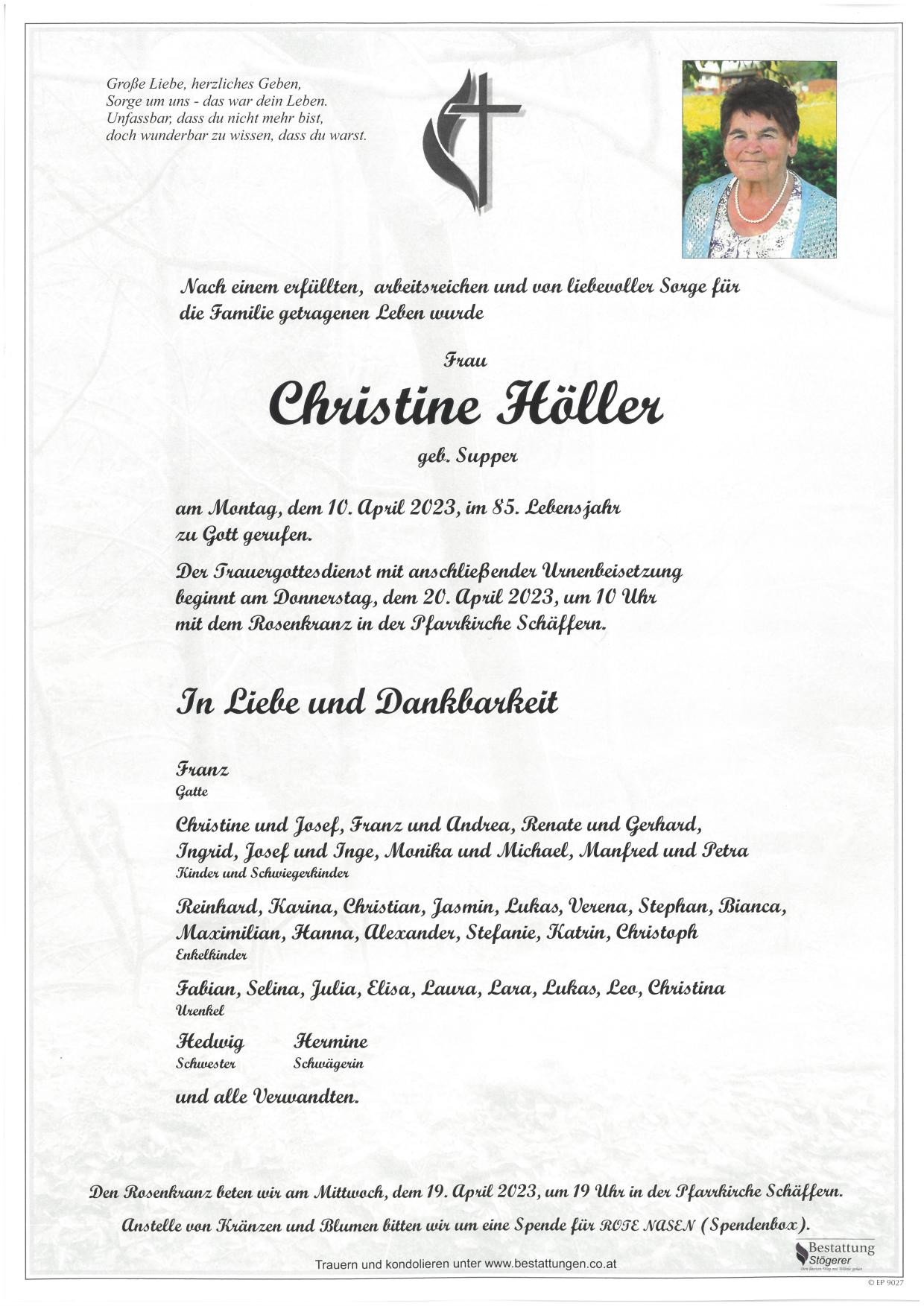 Traueranzeige von Christine Höller