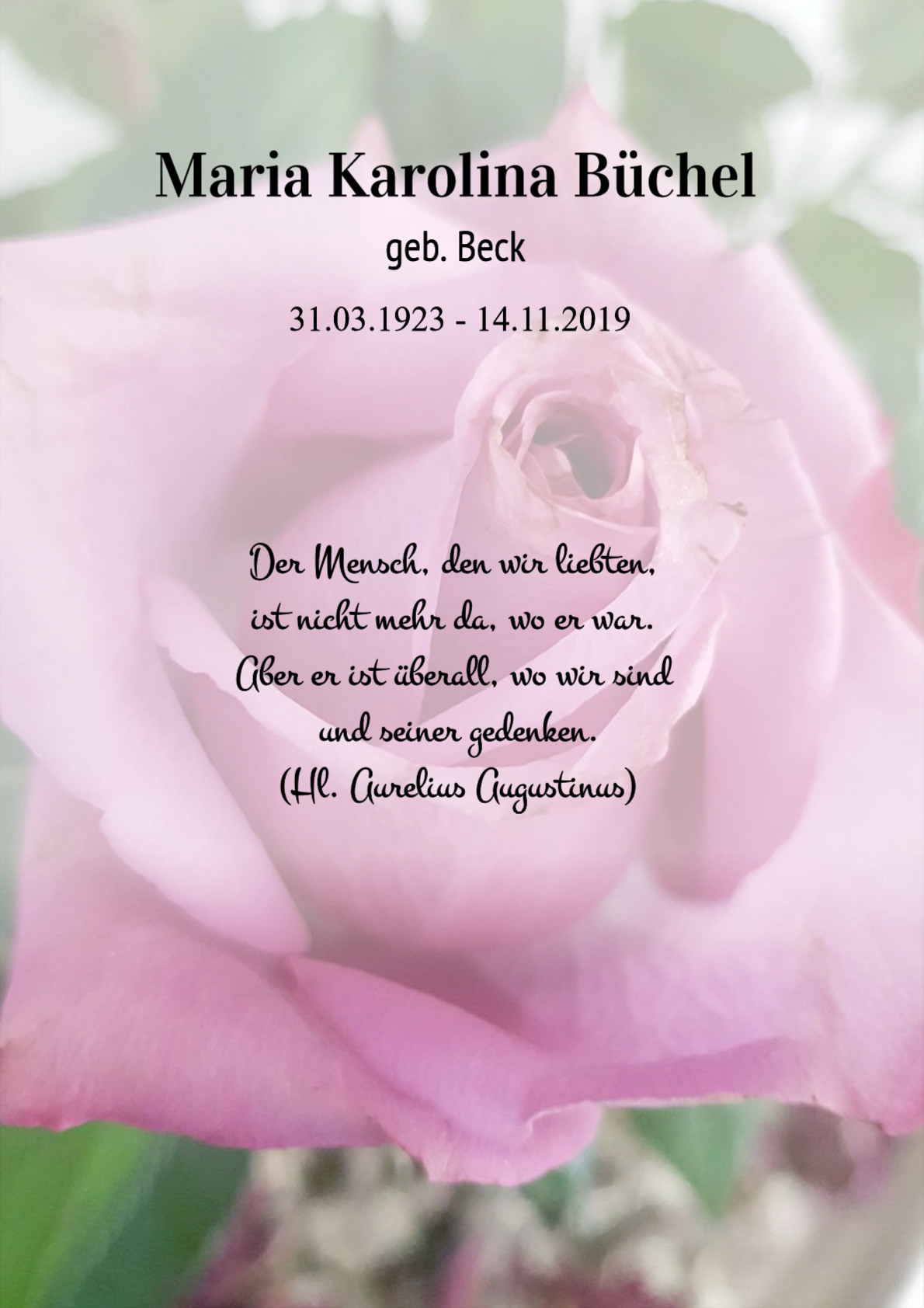 Traueranzeige von Maria Karolina Büchel