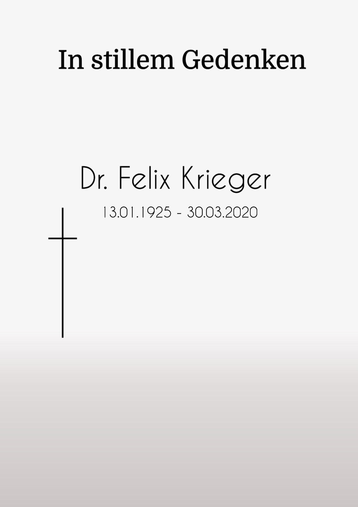 Traueranzeige von Dr. Felix Krieger