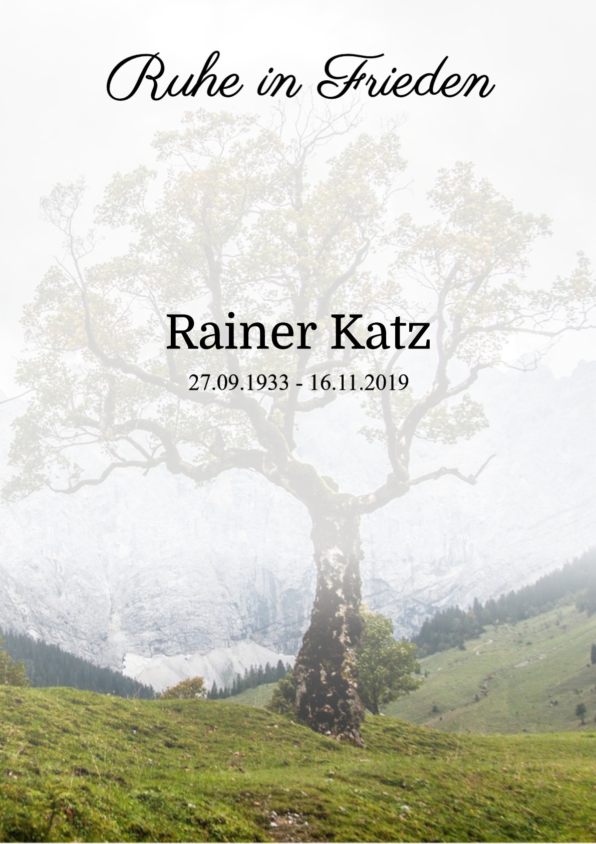 Traueranzeige von Rainer Katz
