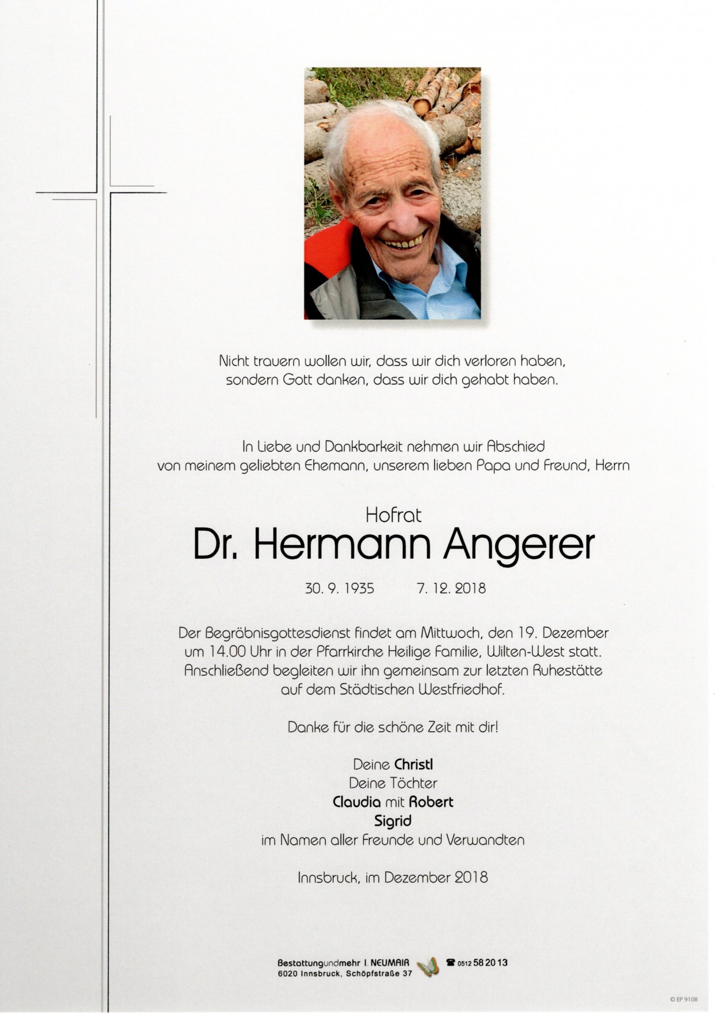 Traueranzeige von Dr. Hermann Angerer