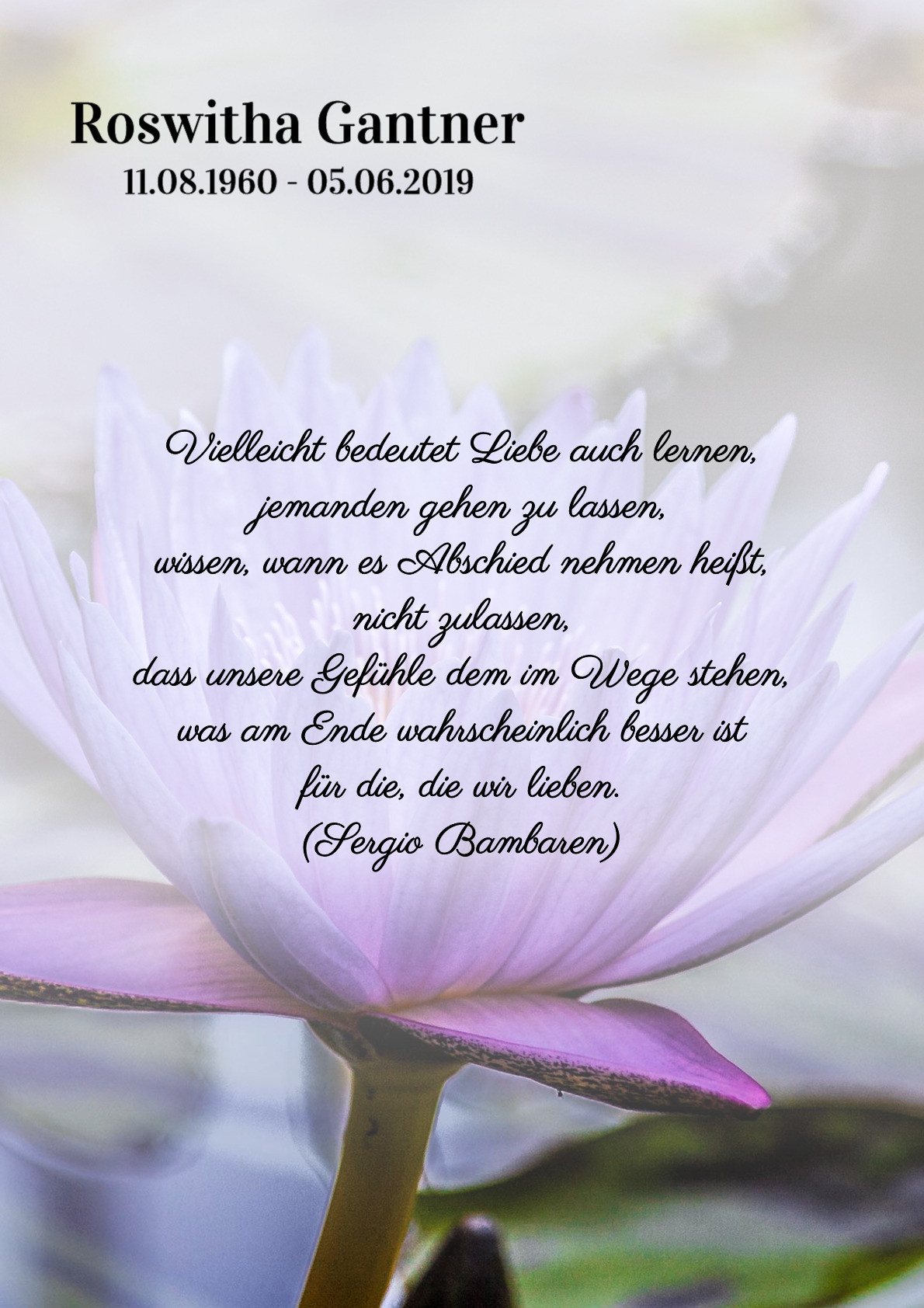 Traueranzeige von Roswitha Gantner