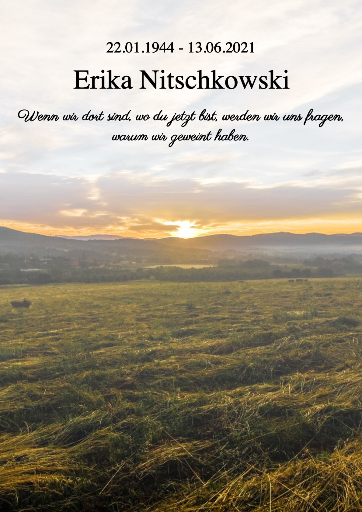 Traueranzeige von Erika Nitschkowski