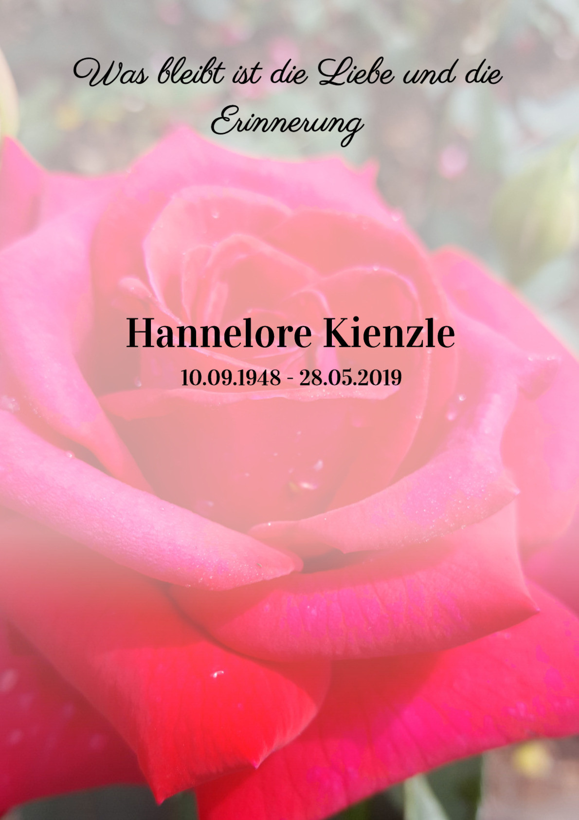 Traueranzeige von Hannelore Kienzle