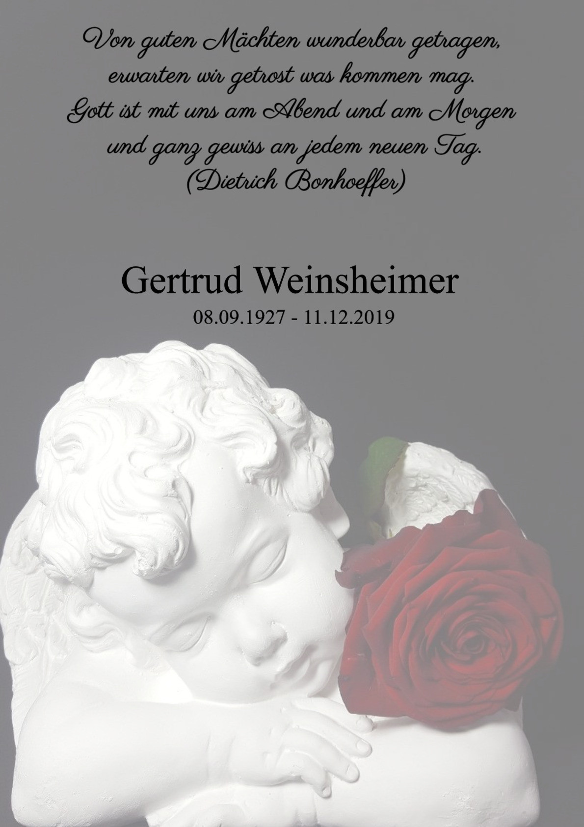Traueranzeige von Gertrud Weinsheimer