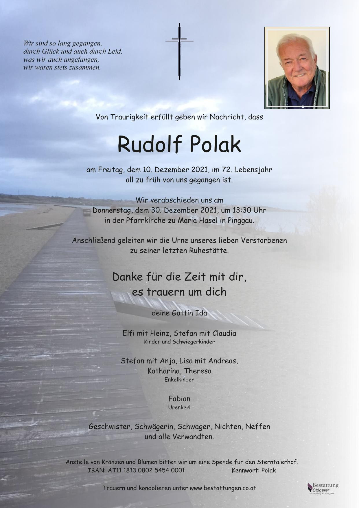 Traueranzeige von Rudolf Polak