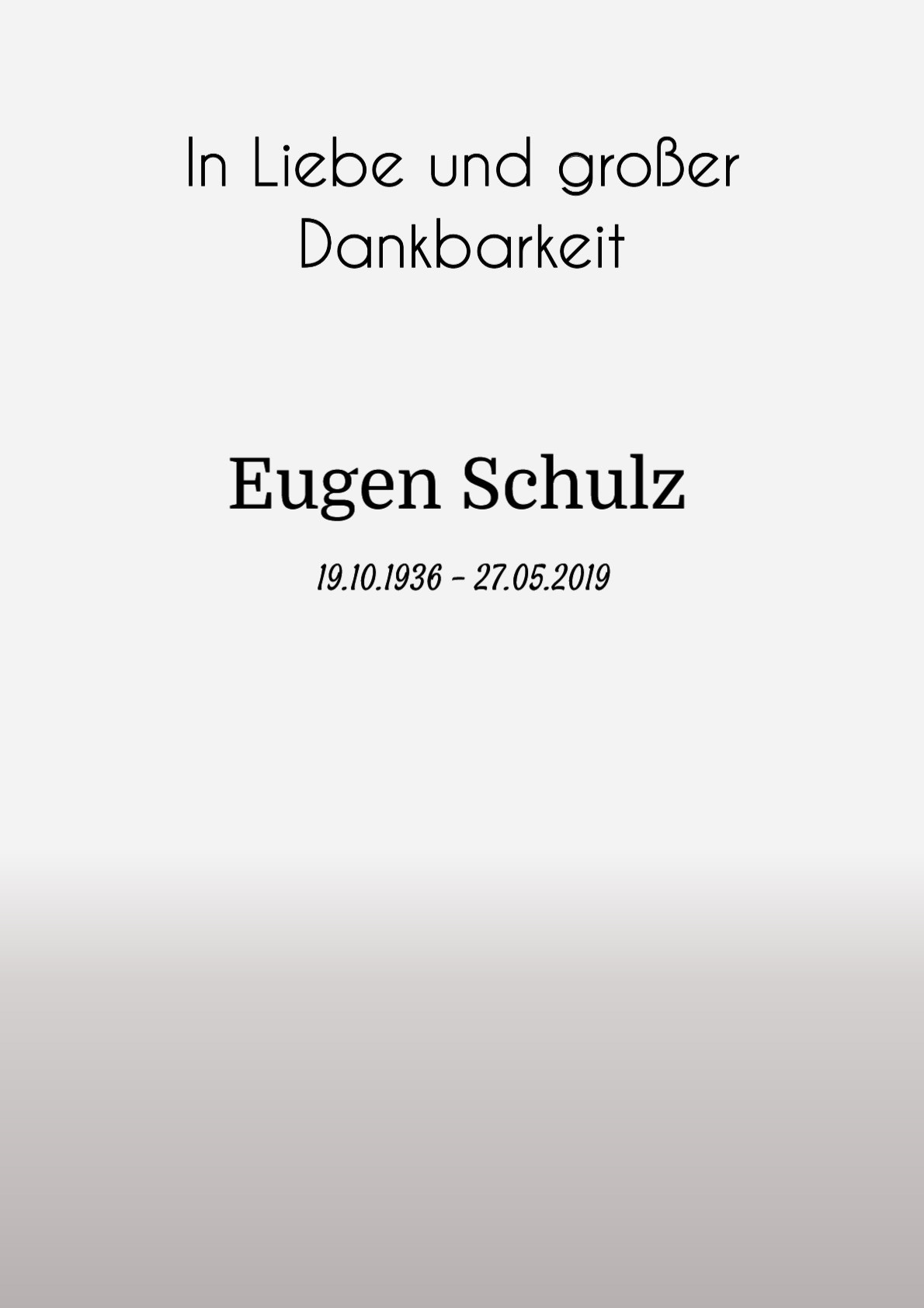 Traueranzeige von Eugen Schulz