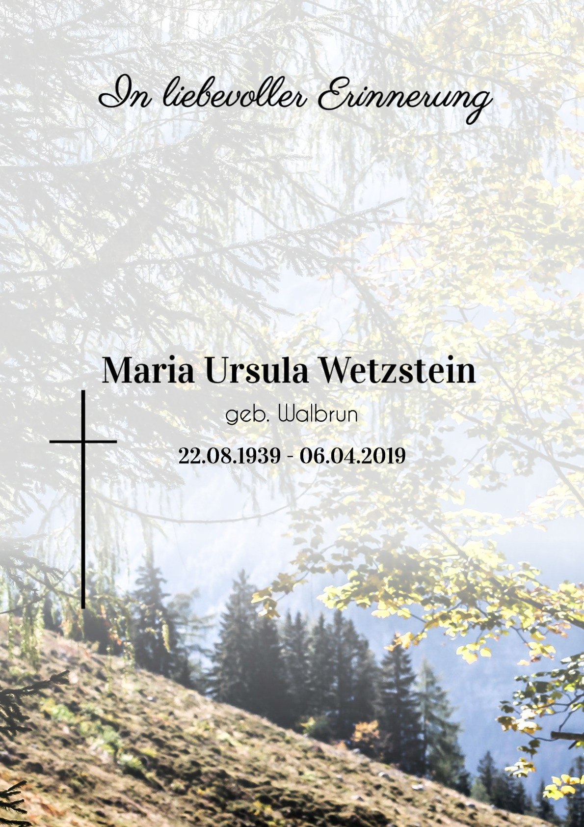 Traueranzeige von Maria Ursula Wetzstein