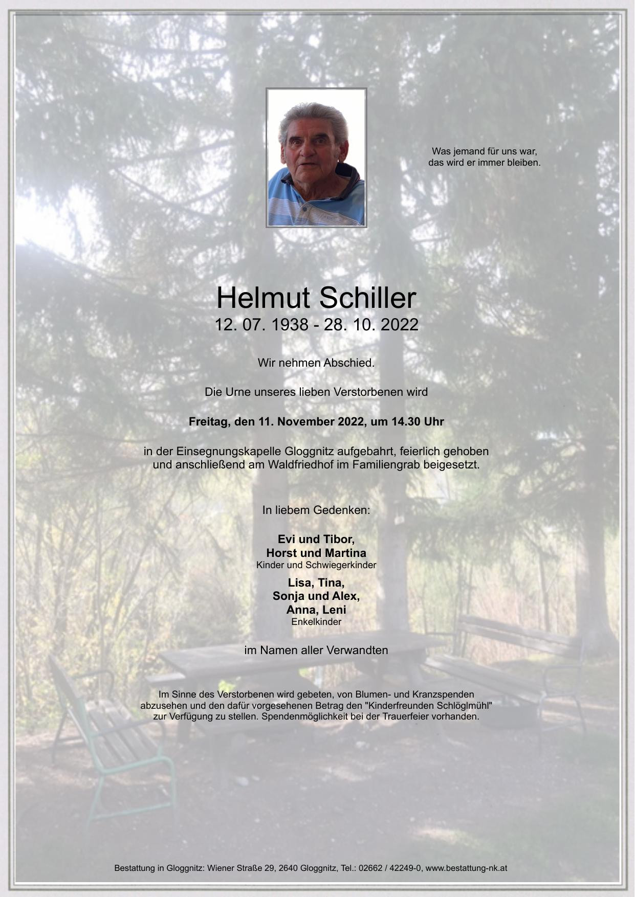 Traueranzeige von Helmut Schiller