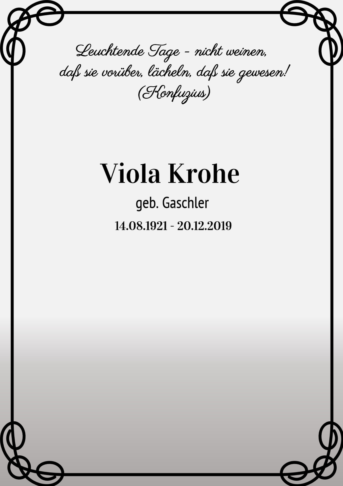 Traueranzeige von Viola Krohe