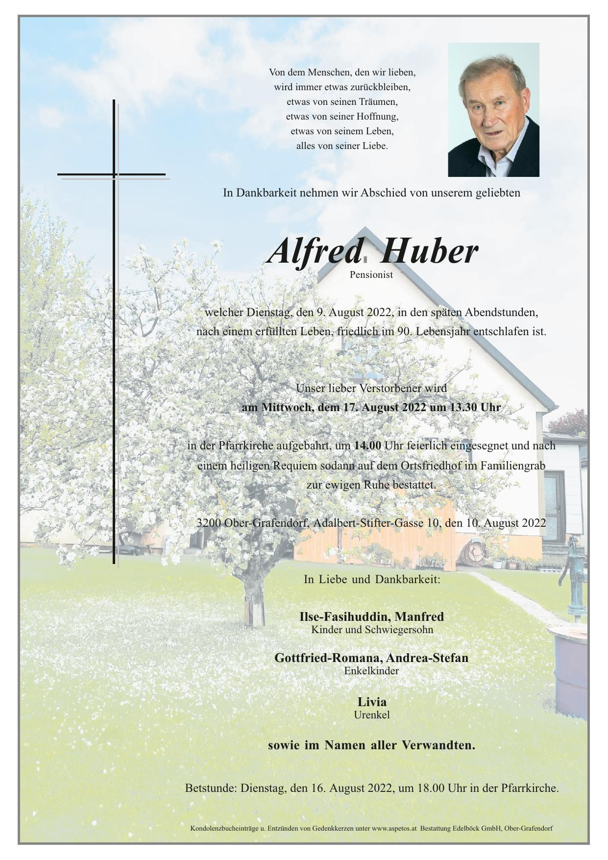 Traueranzeige von Alfred Huber