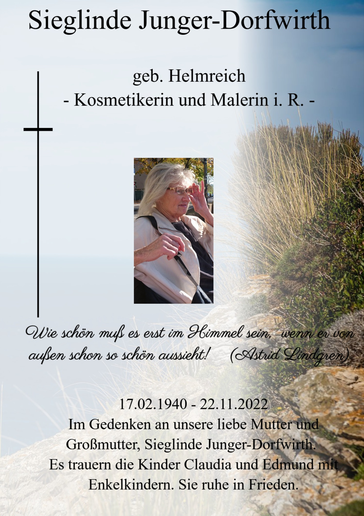 Traueranzeige von Sieglinde Junger-Dorfwirth