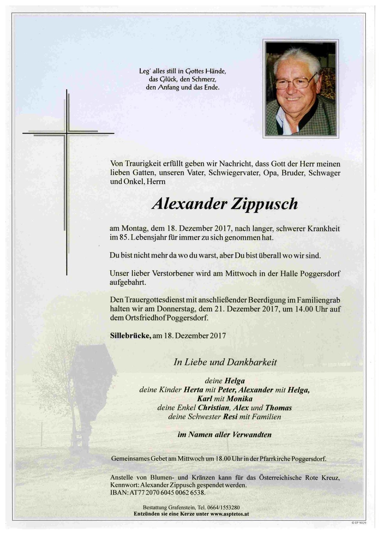 Traueranzeige von Herr Alexander Zippusch