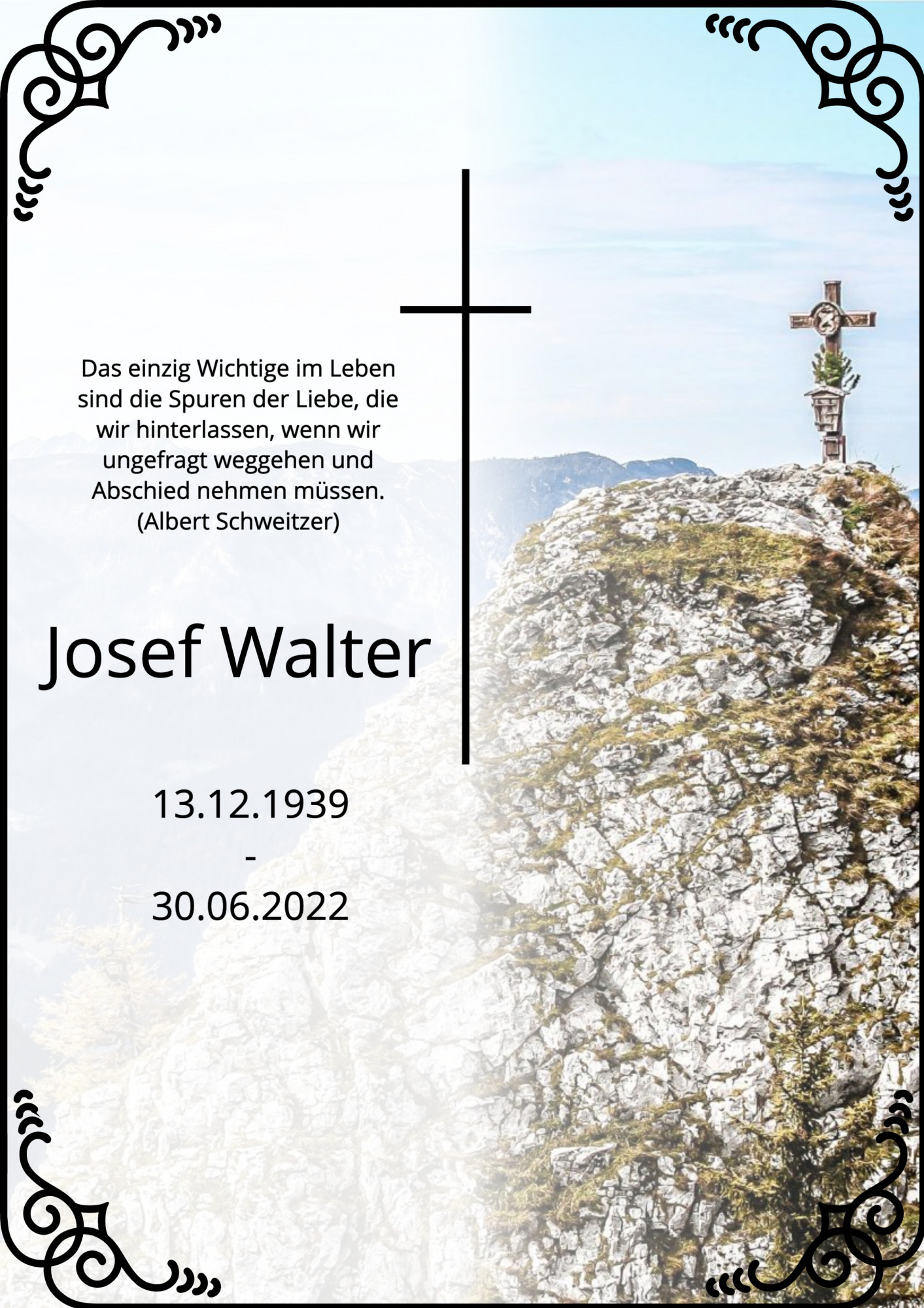 Traueranzeige von Josef Walter