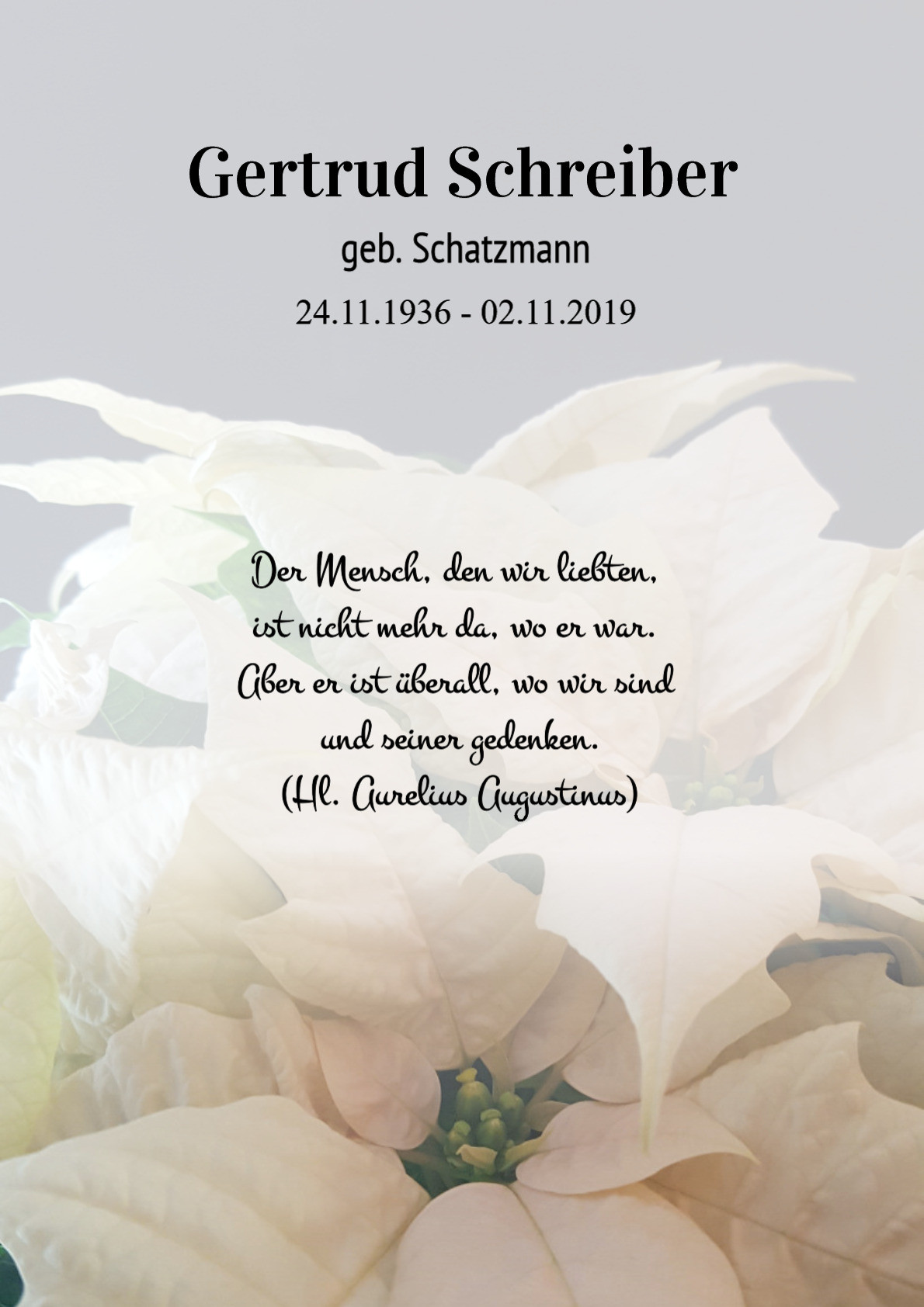 Traueranzeige von Gertrud Schreiber