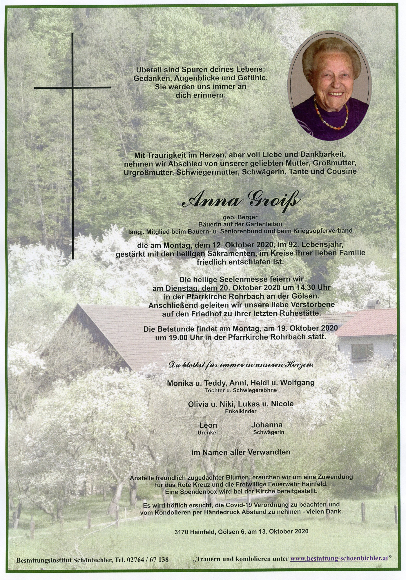 Traueranzeige von Anna Groiß