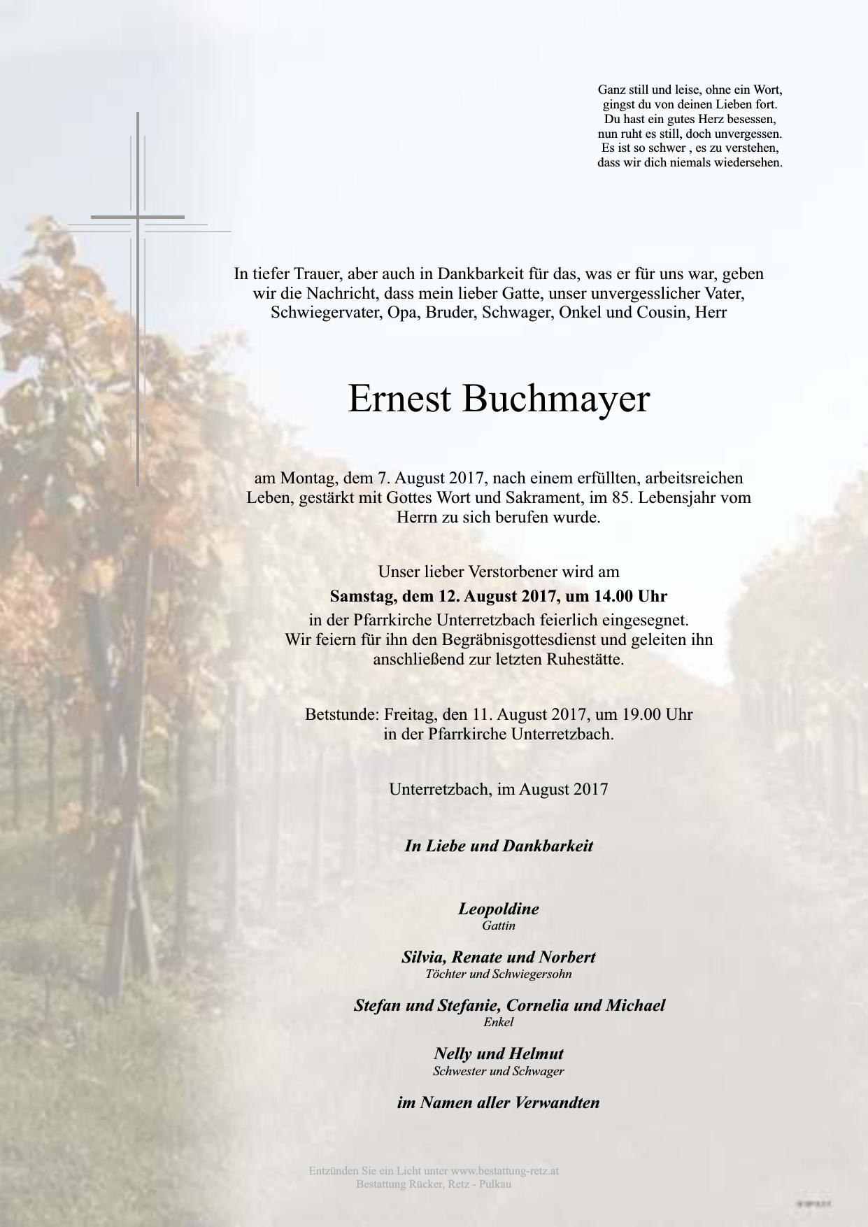 Traueranzeige von Ernest Buchmayer