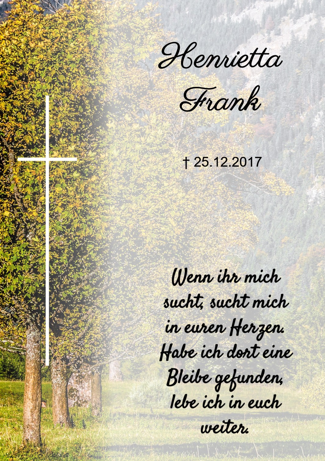 Traueranzeige von Henrietta Frank