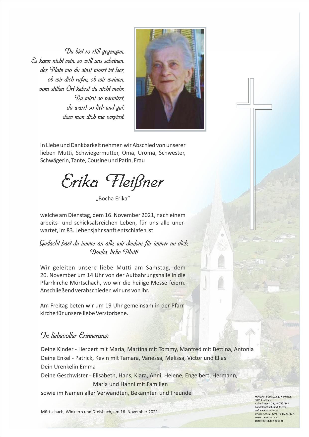 Traueranzeige von Erika Fleißner