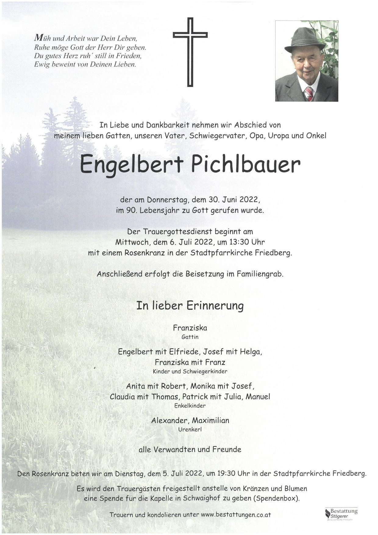 Traueranzeige von Engelbert Pichlbauer