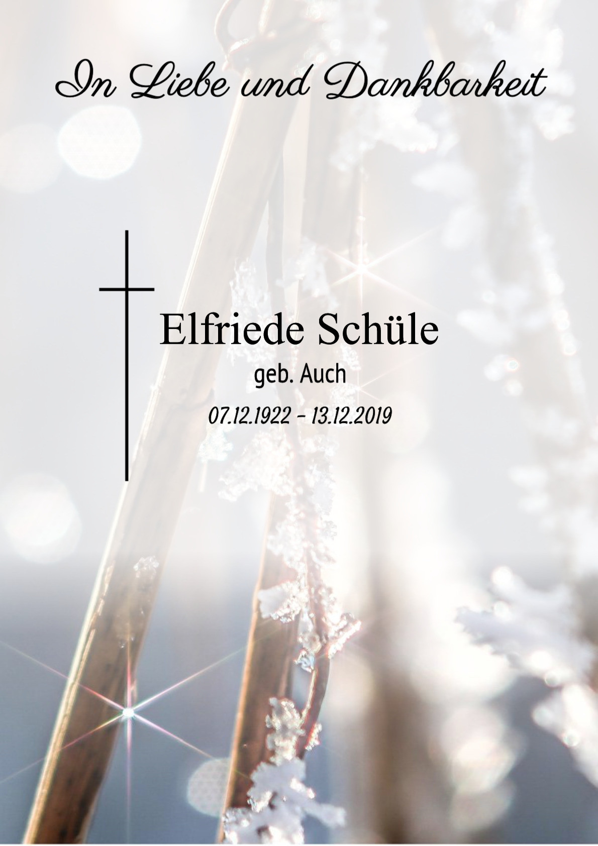 Traueranzeige von Elfriede Schüle