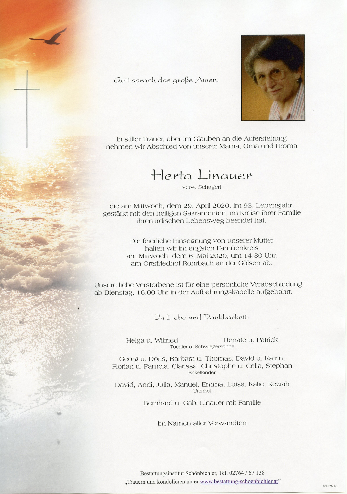Traueranzeige von Herta Linauer