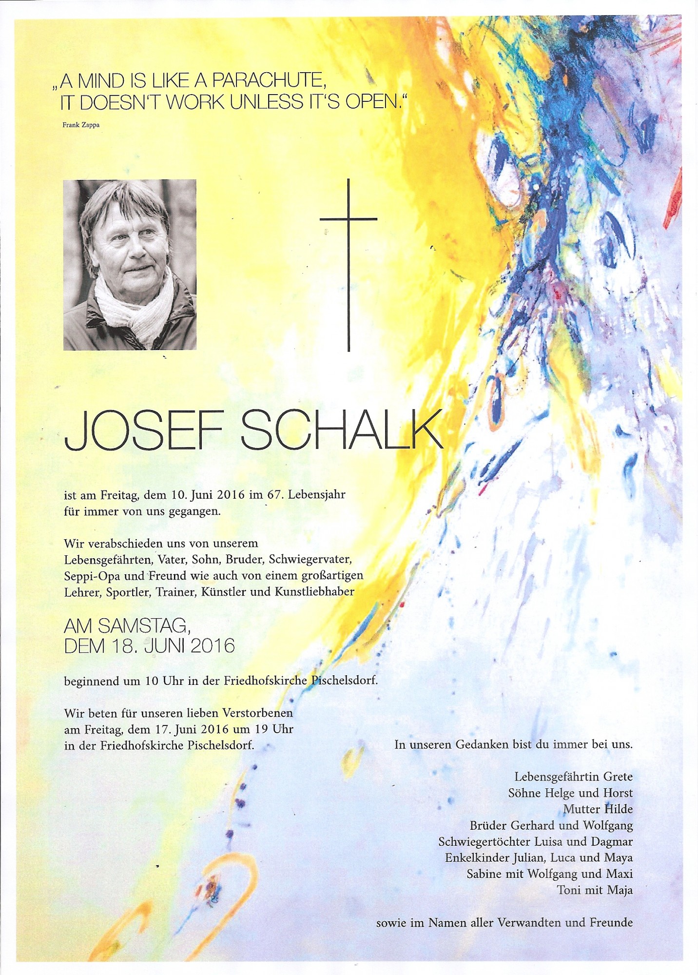 Traueranzeige von Josef Schalk