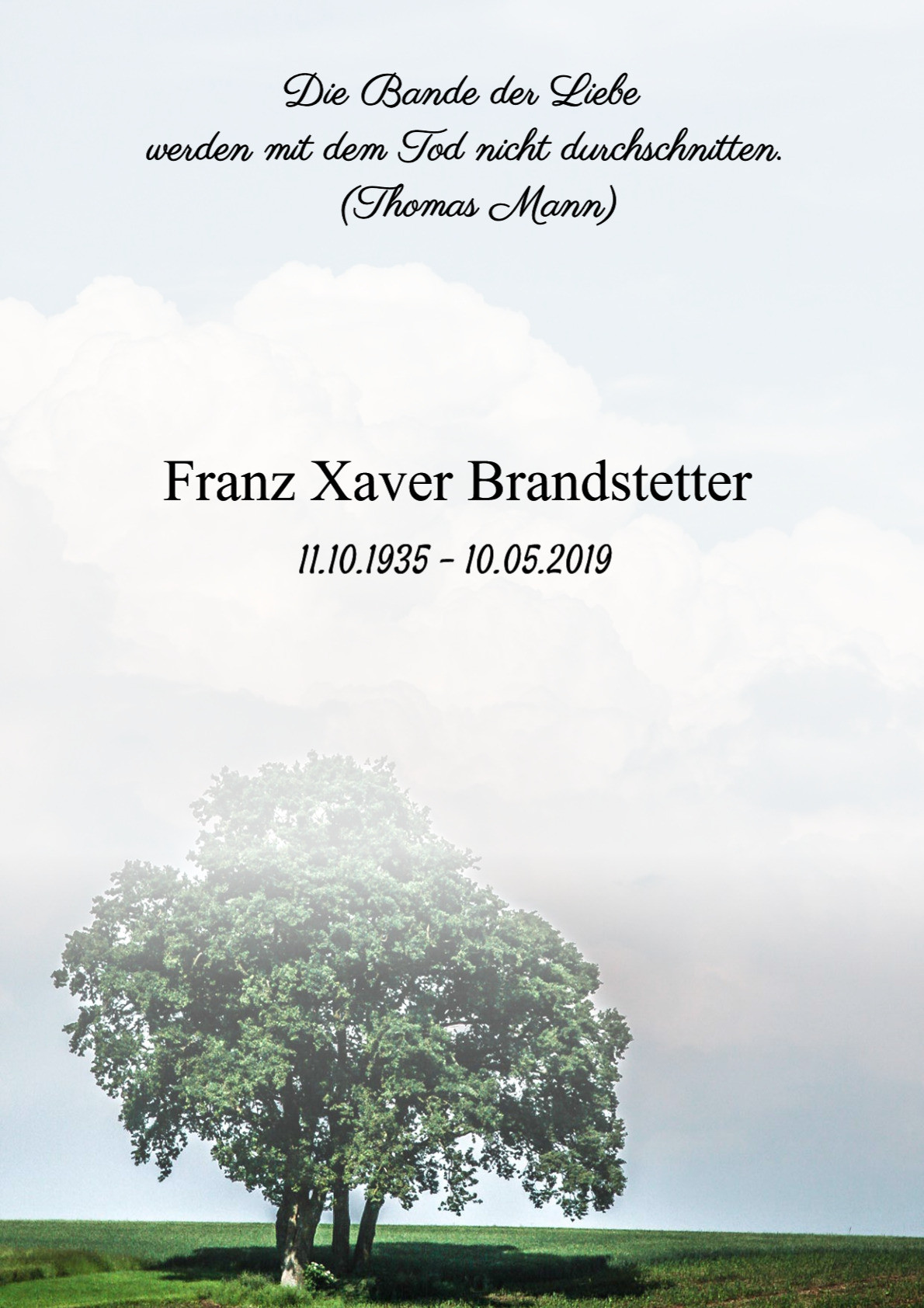 Traueranzeige von Franz Xaver Brandstetter