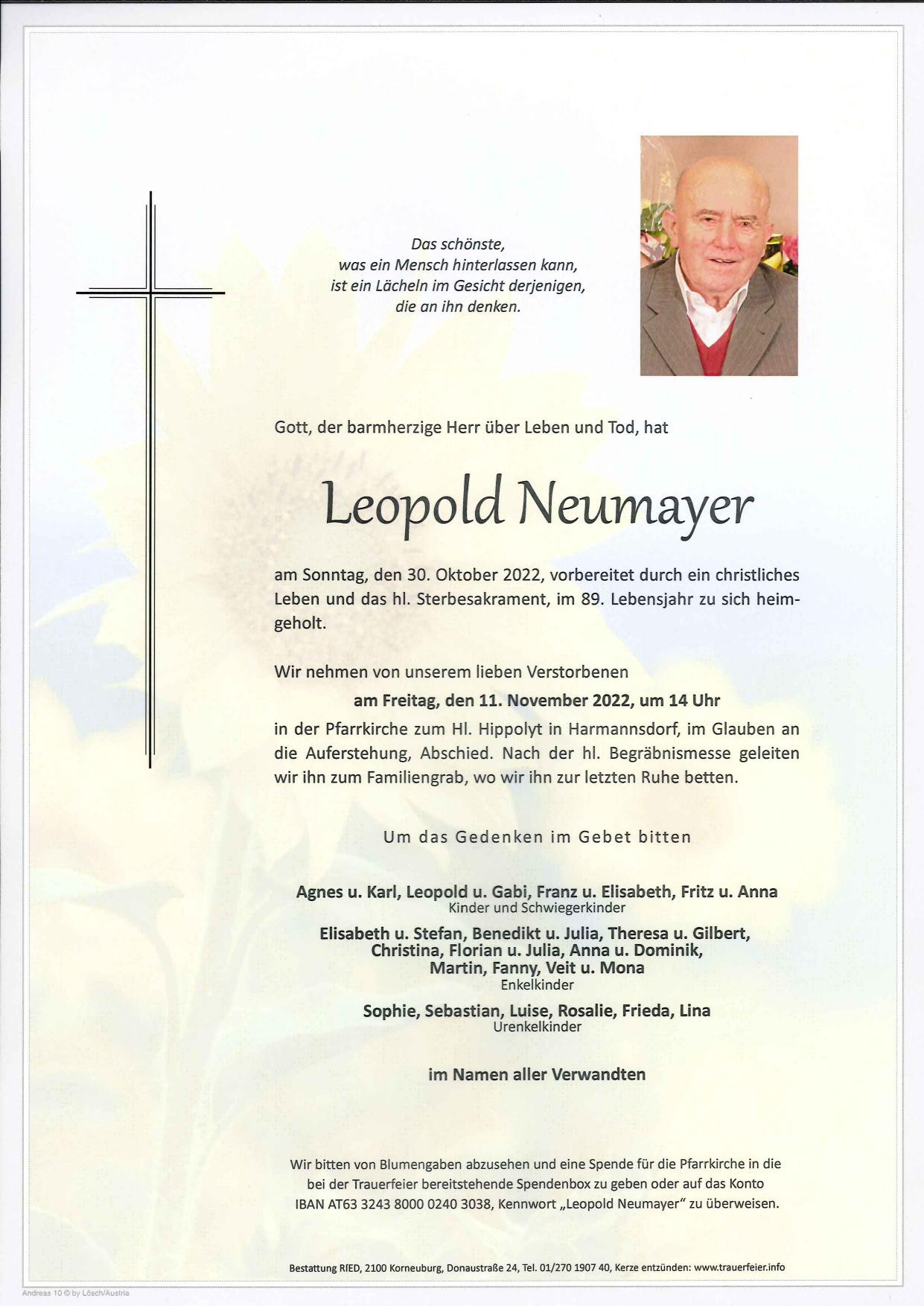Traueranzeige von Leopold Neumayer