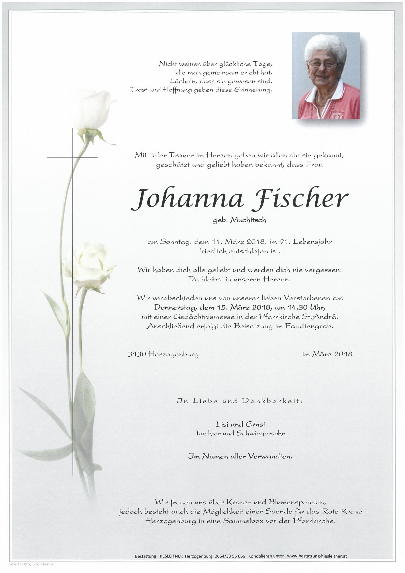Traueranzeige von Johanna Fischer