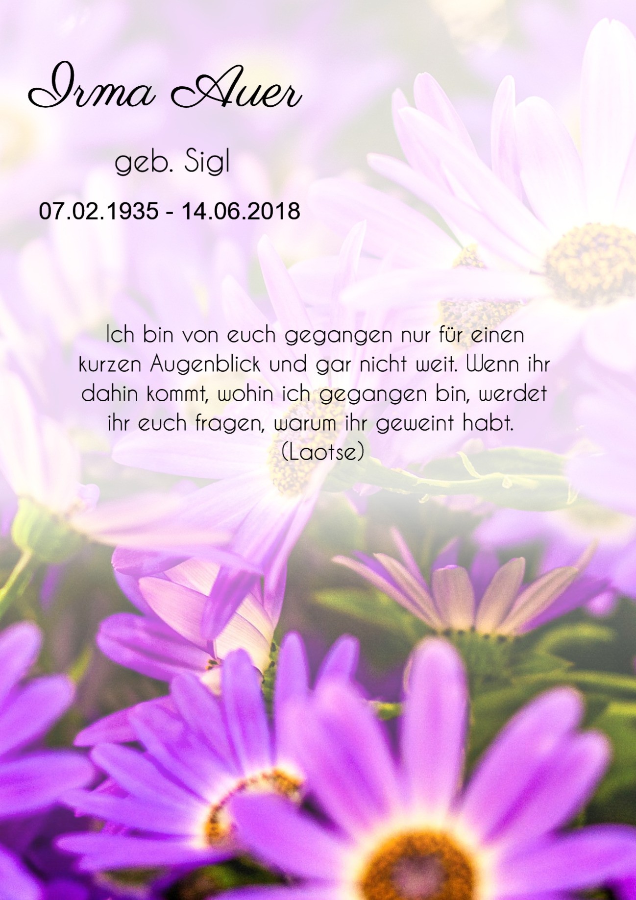 Traueranzeige von Irma Auer