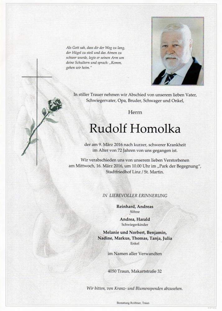 Traueranzeige von Rudolf Homolka