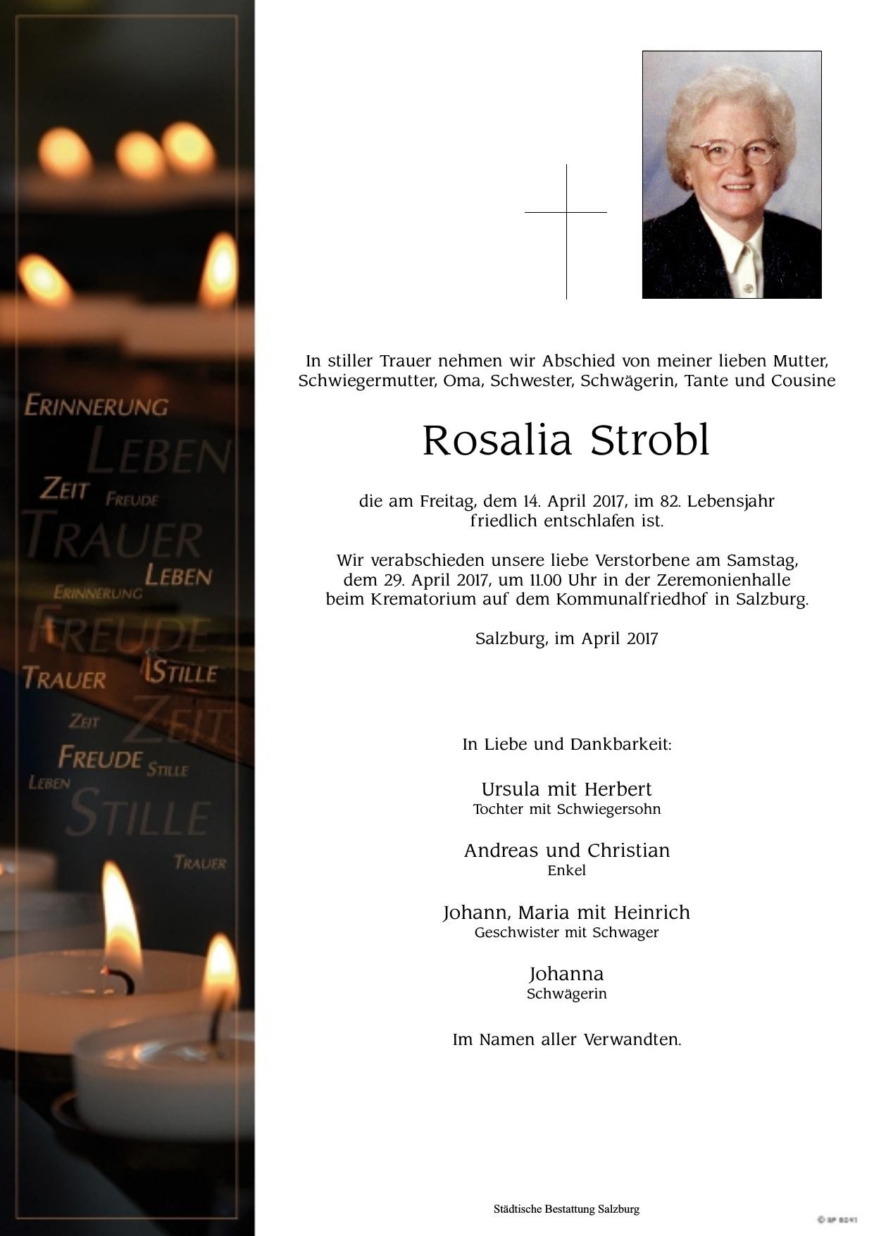 Traueranzeige von Rosalia Strobl