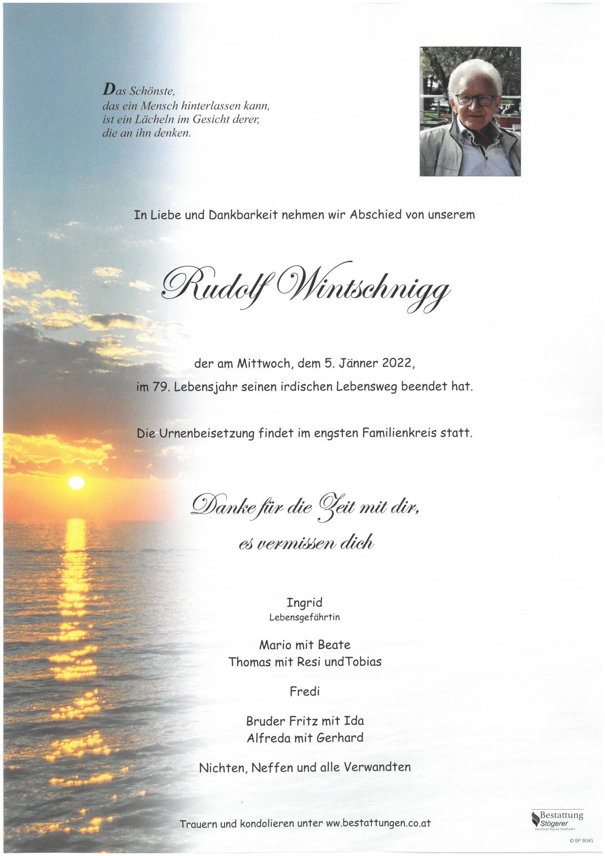 Traueranzeige von Rudi Wintschnigg