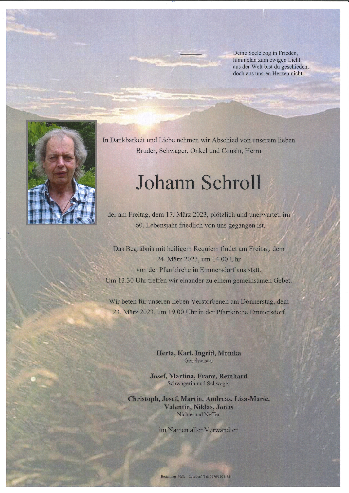 Traueranzeige von Johann Schroll