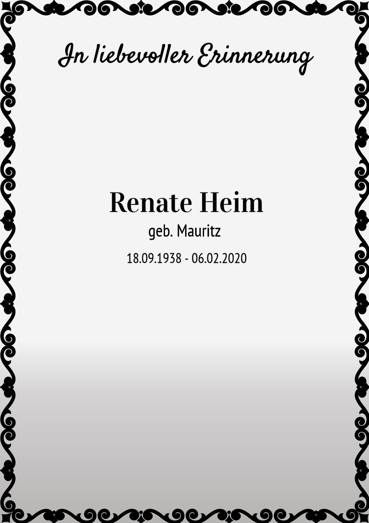 Traueranzeige von Renate Heim