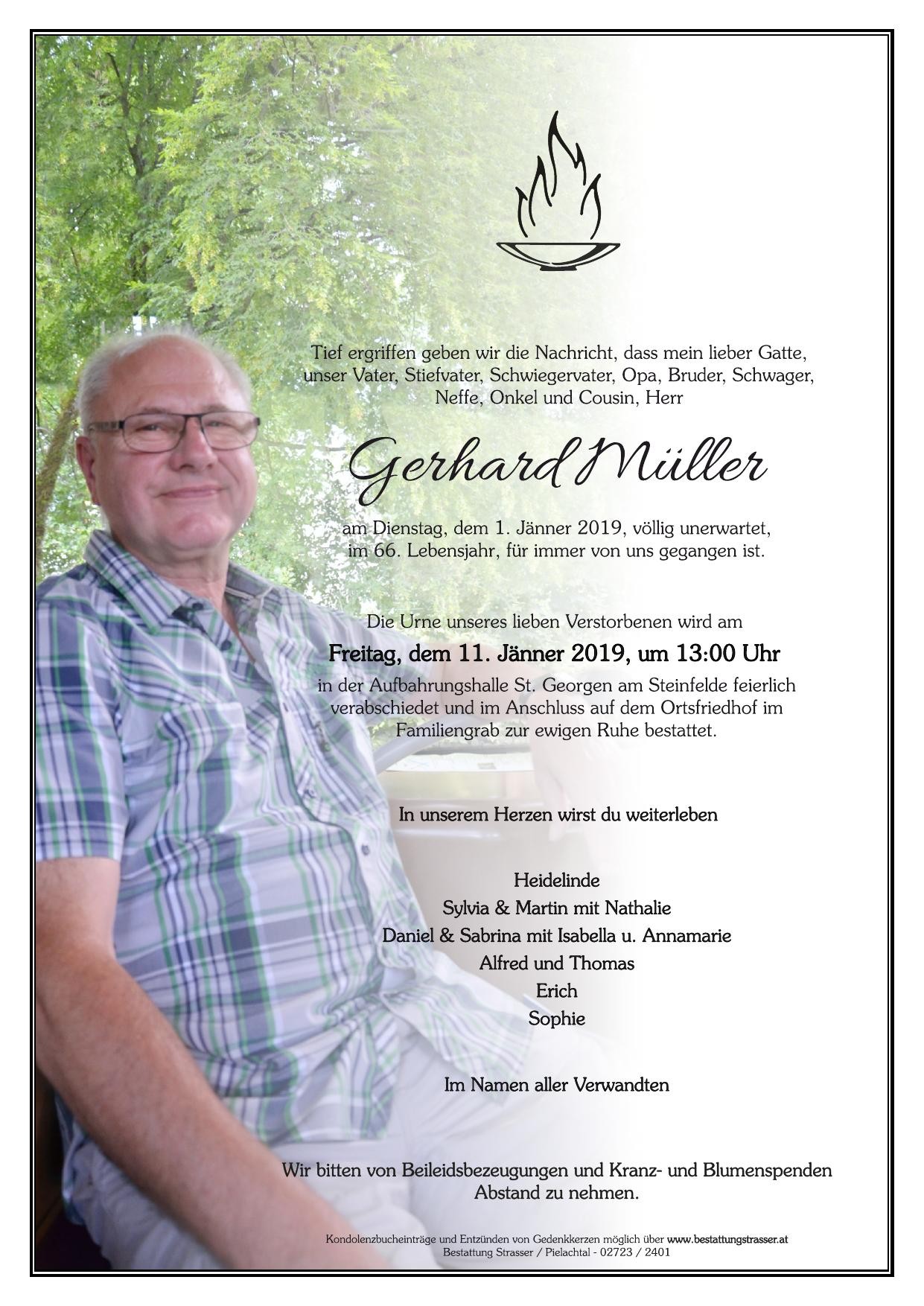Traueranzeige von Gerhard Müller