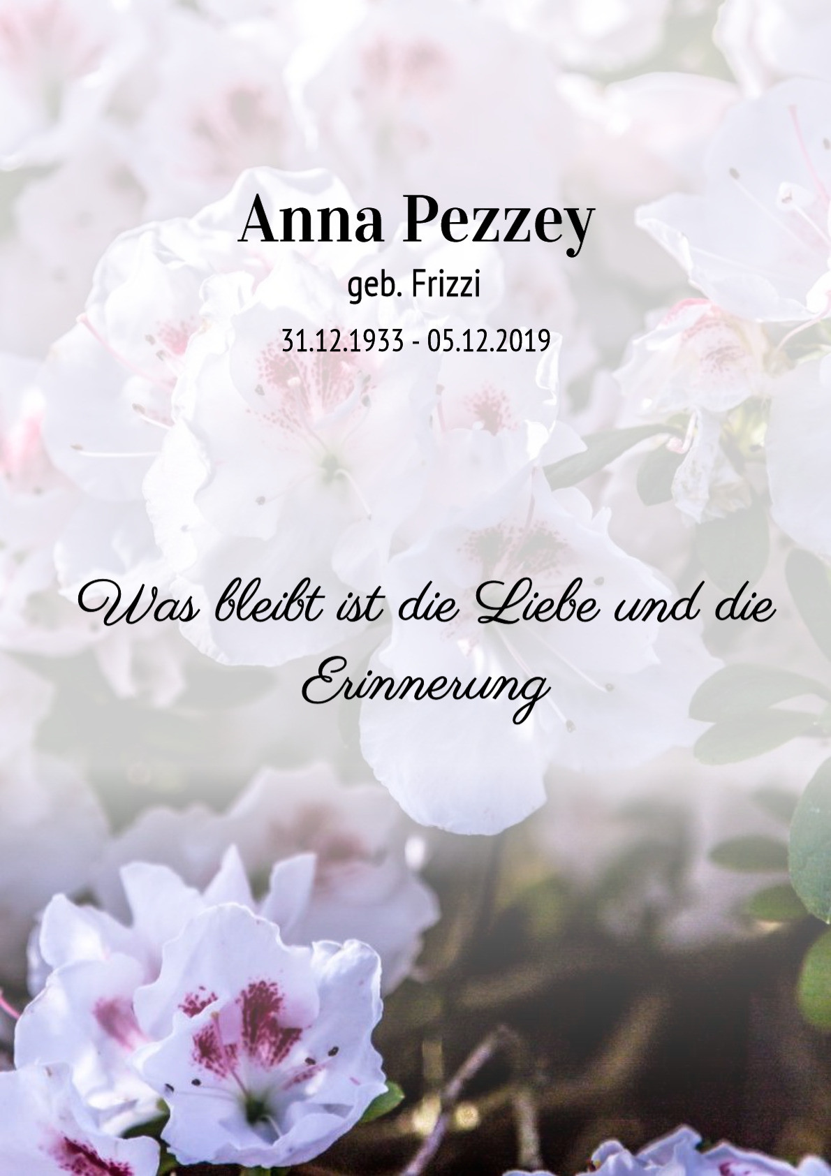Traueranzeige von Anna Pezzey